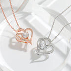 Zircon Double Love Necklace With Rhinestones Ins Personalized Heart-shaped Necklace Clavicle Chain Jewelry For Women Valentine's Day Pi-Mart