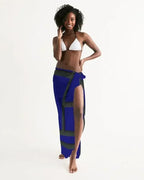 Sheer Sarong Swimsuit Cover Up Wrap / Geometric Dark Blue and Black