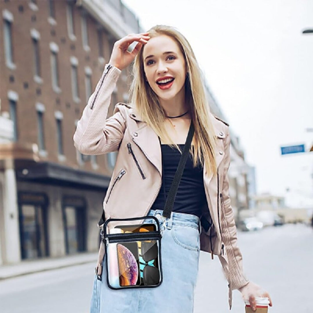 PVC transparent small shoulder crossbody bag, portable waterproof shopping bag, beach multi-functional storage bag - SJB-DIAMOND ELITES