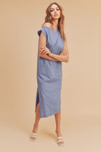 Side Slit Round Neck Sleeveless Midi Elegant Dress–Versatile, Chic, and Timeless Wardrobe Staple with Side Slits and Sleeveless Design for Effortless Style Stevvex
