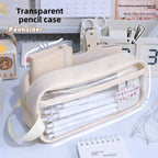 Transparent pencil case, portable tote storage bag, waterproof large-capacity stationery storage box. - SJB-DIAMOND ELITES