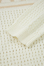 White BEACH Hollow Out Knitted Lightweight Dolman Sweater