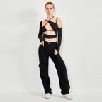 Long Sleeve Top Cut Out Asymmetrical Neck - SJB-DIAMOND ELITES