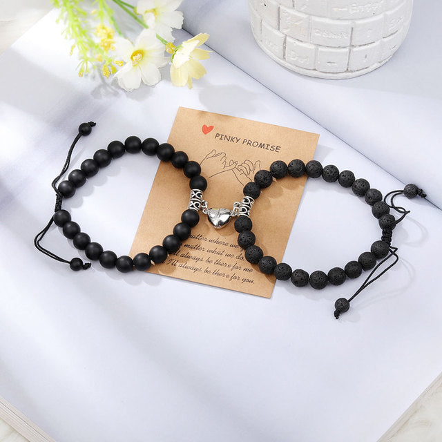 Natural Stone Beads Couple Magnetic Bracelets Pi-Mart