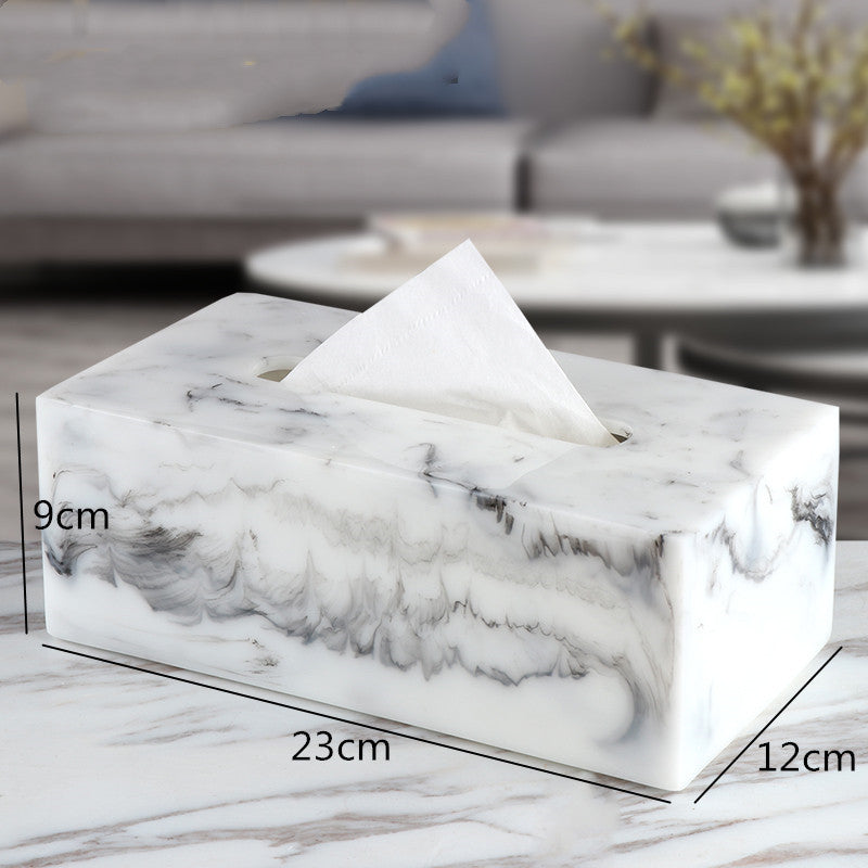 Living Room Simple Modern Light Luxury Creative Napkin Paper Box Marble Pattern Pi-Mart