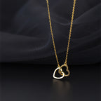 Double Heart Interlocking Titanium Steel Necklace Jewelry Pi-Mart