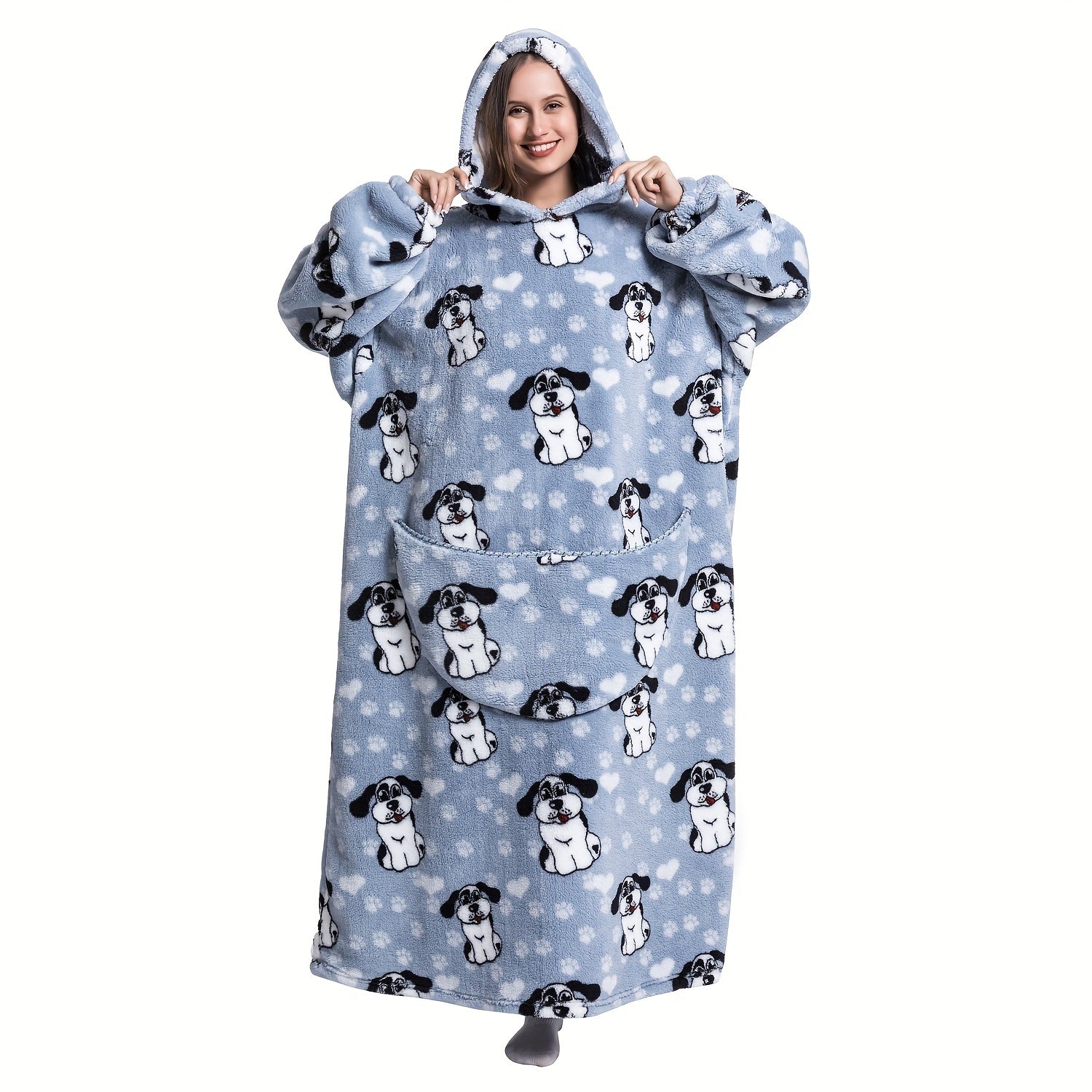 1pc Extra Long Wearable Blanket Hoodie With Sleeves - Ultra Soft, Super Warm, and Cozy Fleece Oversized Hoodie Blanket with Giant Pocket for Snuggling Up - Perfect Gift for Women, Men, and Mom Lootquake LLC