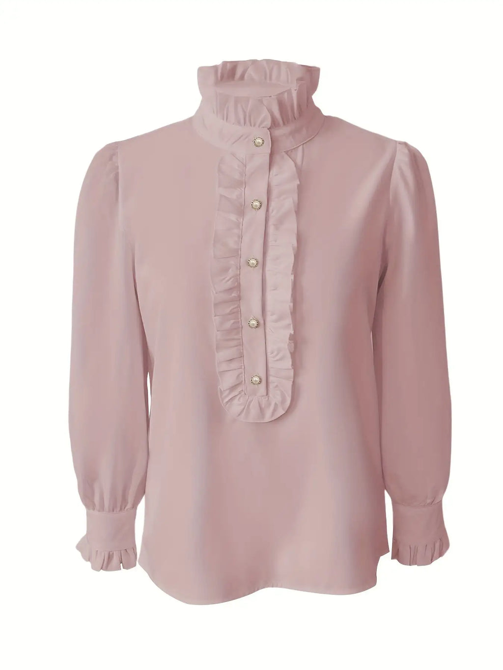 Fashionable Stand-up Collar Long-sleeved Shirt With Lotus Leaf Hem - SJB-DIAMOND ELITES
