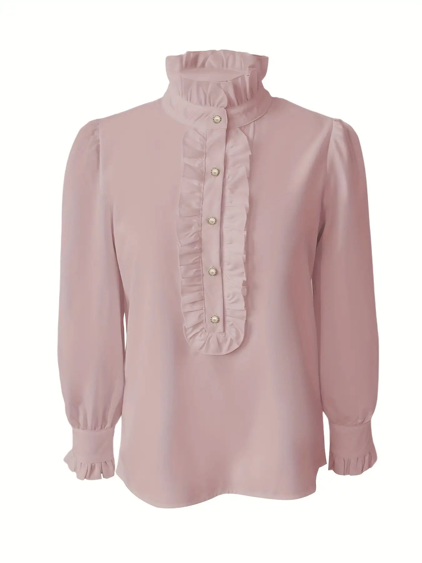 Fashionable Stand-up Collar Long-sleeved Shirt With Lotus Leaf Hem - SJB-DIAMOND ELITES