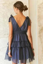 Polka Dot Mesh Dress – Playful Tie Shoulder & Smocked Detail