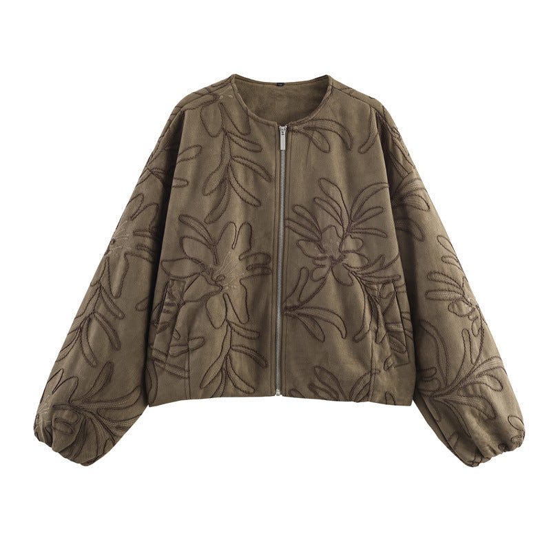 Suede Embroidered Pilot Jacket Women Pi-Mart