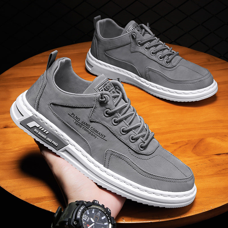 Men Sneakers Lace-up Letter Print Platform Canvas Shoes Sports Pi-Mart