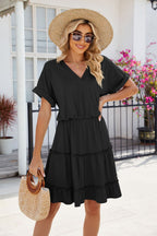Short Sleeve Tiered Mini Dress Feminine & Flowy Modern Women Summer Dress