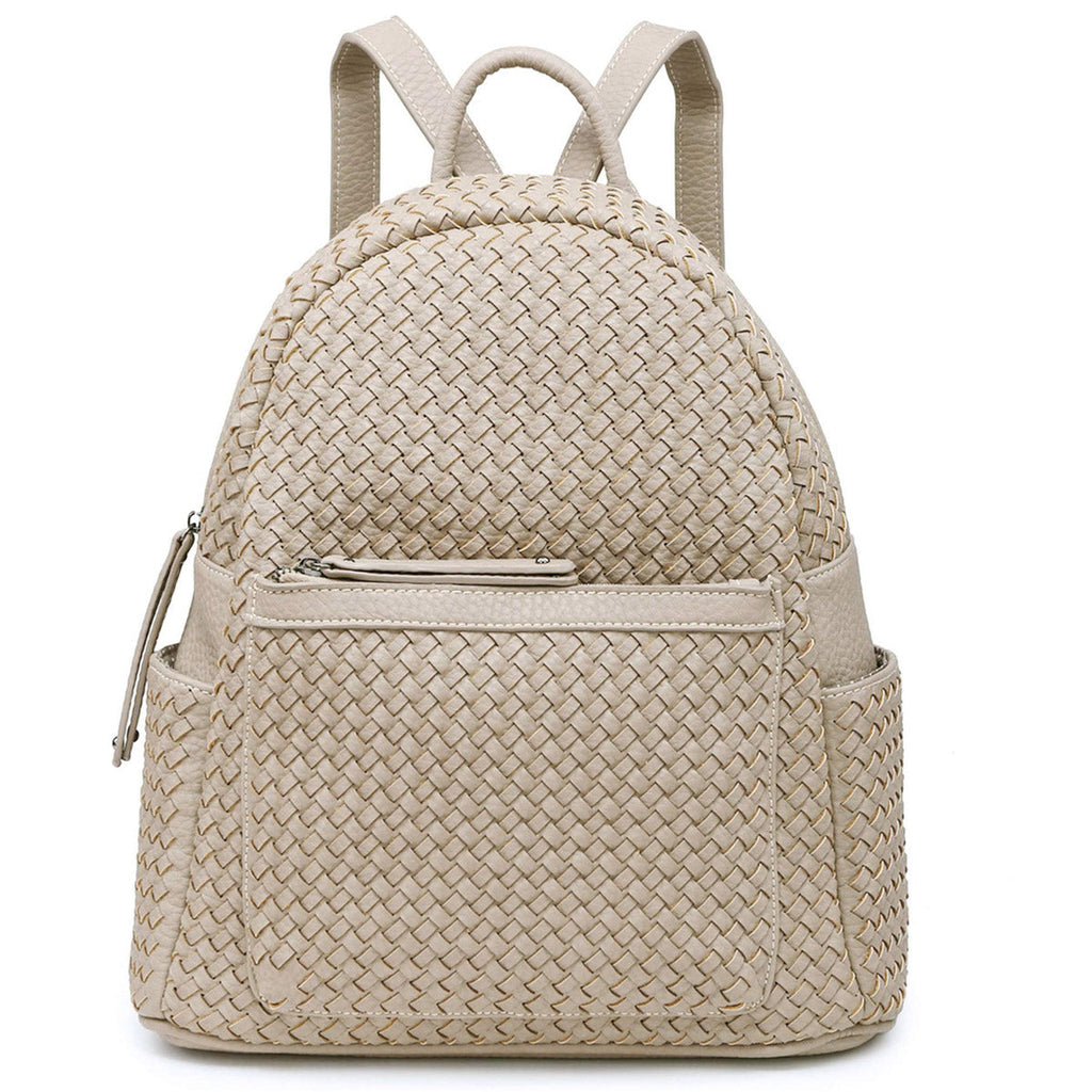 Woven backpack purse for women beige 2068 BR - SJB-DIAMOND ELITES