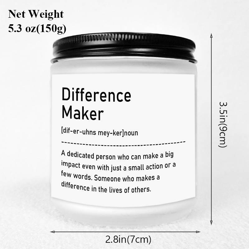 1pc, Lavender Scented Candle, "Difference Maker" Inspirational Quote, 33.81oz Glass Jar with Wick, Bee & Soy Wax, Perfect Gift for Women, Men, Best Friends, Teachers, Bosses, Leaders, Mentors, for Christmas, Thanksgiving, Bir Lootquake LLC