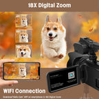 6K Ultra HD Video Camera Camcorder with 18X Zoom, IR Night Vision, 4.0" Touch Screen, WiFi, Microphone, 64GB SD Card, Remote Control & Charger - Perfect for Vlogging & Filming, Vlogging Camera | Touch Screen Camera | Highreso Lootquake LLC
