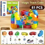 Electric Train Track Building Blocks - Assembled Cube Track Toy Set for Kids Ages 4-6 (51, 81, 123 PCs) Pi-Mart