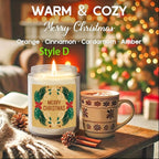 Christmas Themed Scented Candle in Glass Jar, Lavender Soy-Beeswax Blend, 3.5 oz, Hand-Poured with Single Wick, Ideal for Holiday Decor, Christmas Gifting, Festive Ambience & Home Aromatherapy - Comes with Bow Embellishment
