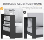 Aluminum Outdoor Patio Sectional Set With Fire Pit Table