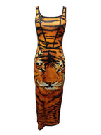 Ladies' Tiger Print Slim Fit Casual Dress - SJB-DIAMOND ELITES