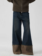 Brown Blue Nano Water Foot Washing Mouth Reverse Stitching Raw Hem Jeans Lootquake LLC