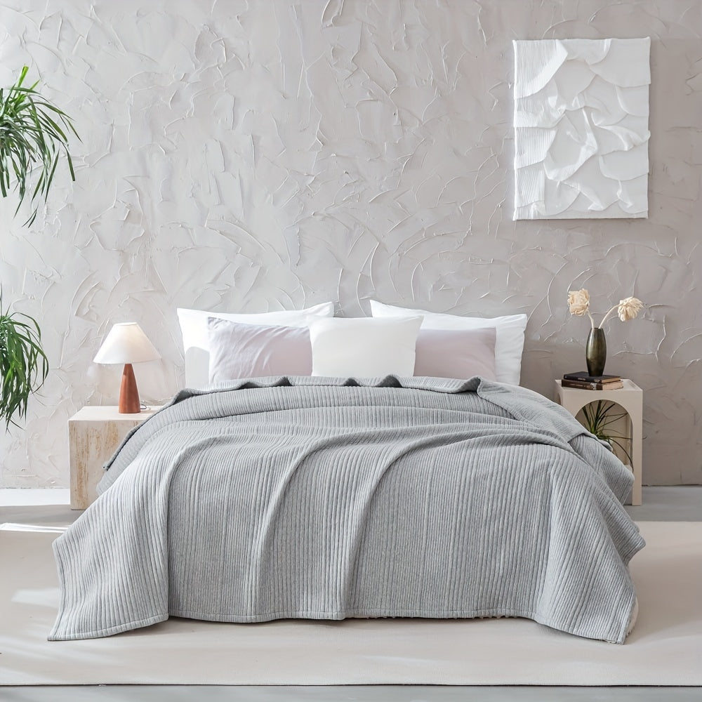 [Fast Arrival] 1pc Ultra-Soft Cloud-Like Cotton Jersey Bed Blanket - Bed Blankets - Plush Quilted Bedspread for Year-Round Comfort, Machine Washable, Soft Coverlet for Cozy Sleeping