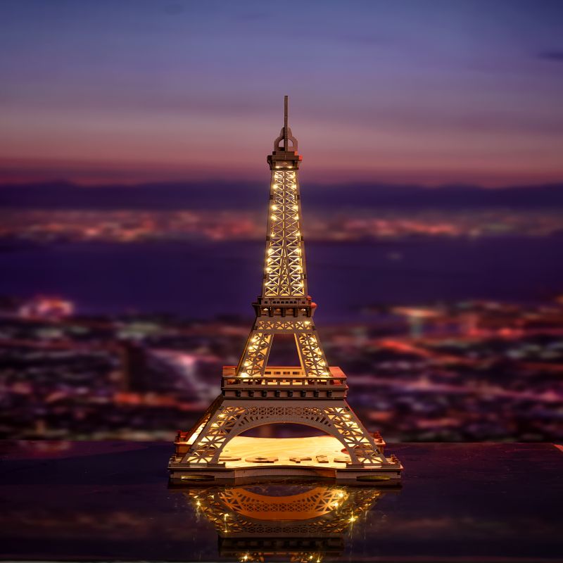 Rolife Night Of The Eiffel Tower Large Wooden Puzzle With 4 Light Shows For Gift Pi-Mart
