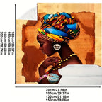 1pc Soft & Warm Flannel Blanket - Vibrant African Woman Pattern, Multi-Purpose Throw Blanket for Couch, Sofa, Office, Bed, Camping, Travel - Cozy Gift for All Seasons, Indoor and Outdoor Use