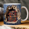 3D Bookshelf Mug Creative Ceramic Water Cup With Handle A Library Shelf Space Book Lovers Coffee Mug Birthday Christmas Gift Pi-Mart