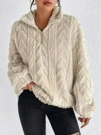 Fuzzy Quarter Zip Long Sleeve Sweatshirt