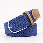 Women's Canvas Belt Student Pants Casual Stretch Braided Needle Buckle Pi-Mart