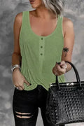 Button Textured Cotton Tank Top - SJB-DIAMOND ELITES