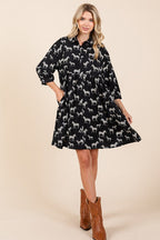 Zebra Print Button Down Shirt Mini Dress – Bold and Fashion-Forward Zebra Print Dress with Casual Button-Down Design