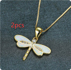 Simulated Opal Dragonfly Ladies' Pendant Necklace Pi-Mart