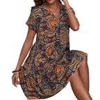 Women's Clothing Printed V-neck Leisure Vacation Style Dress Lootquake LLC