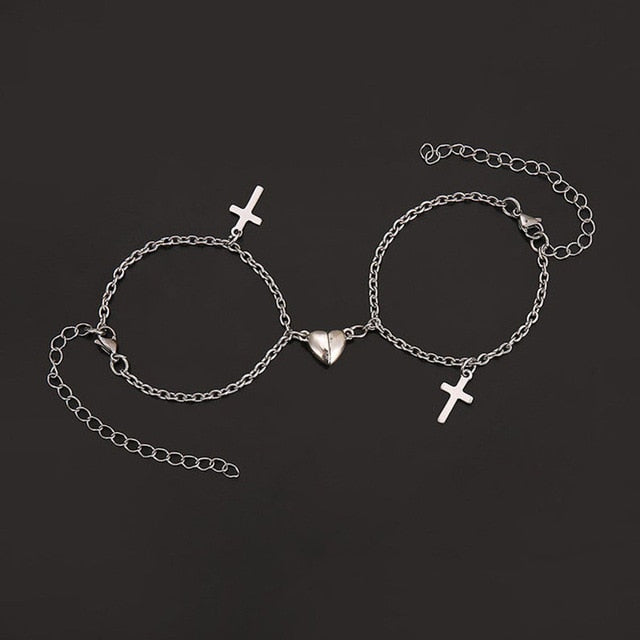 2Pcs Heart Magnet Bracelet for Lovers Pi-Mart