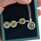 4Ct D Color Moissanite 925 Sterling Jewelry Set Ring Necklace Earrings BandsCo Straps