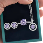 4Ct D Color Moissanite 925 Sterling Jewelry Set Ring Necklace Earrings BandsCo Straps