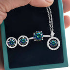 4Ct D Color Moissanite 925 Sterling Jewelry Set Ring Necklace Earrings BandsCo Straps