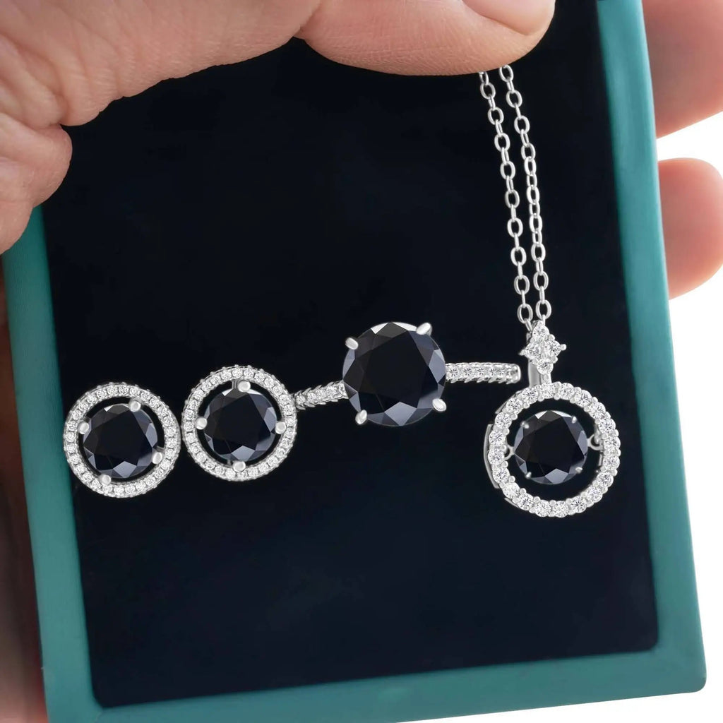 4Ct D Color Moissanite 925 Sterling Jewelry Set Ring Necklace Earrings BandsCo Straps