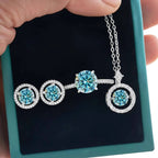 4Ct D Color Moissanite 925 Sterling Jewelry Set Ring Necklace Earrings BandsCo Straps