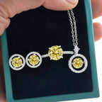 4Ct D Color Moissanite 925 Sterling Jewelry Set Ring Necklace Earrings BandsCo Straps