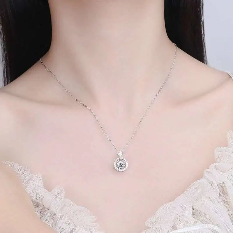 4Ct D Color Moissanite 925 Sterling Jewelry Set Ring Necklace Earrings BandsCo Straps