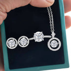 4Ct D Color Moissanite 925 Sterling Jewelry Set Ring Necklace Earrings BandsCo Straps