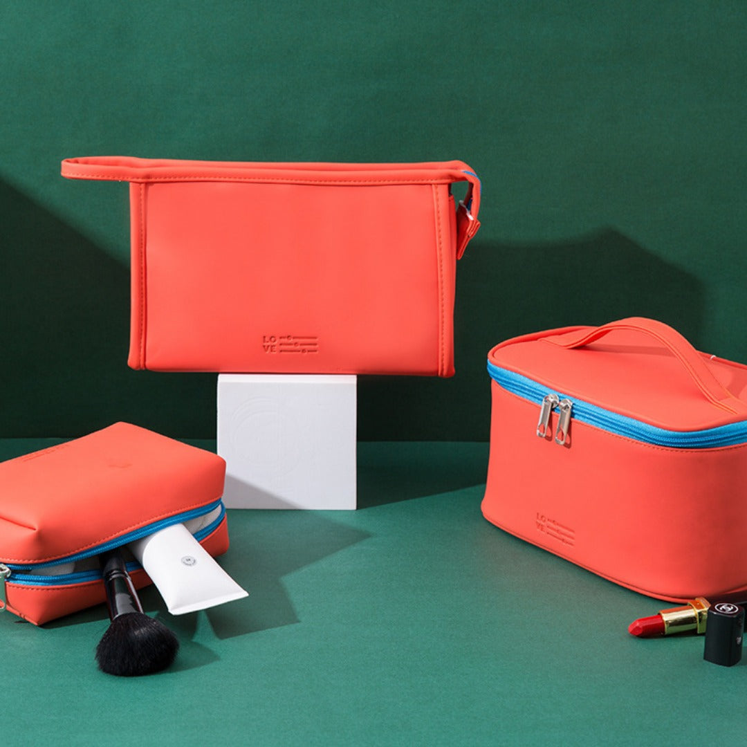 Makeup bags set,Large capacity gym cosmetic bag, PU waterproof cosmetic storage bag, 3pcs a set, makeup bag organizer for College Dorm Camp Gym - SJB-DIAMOND ELITES