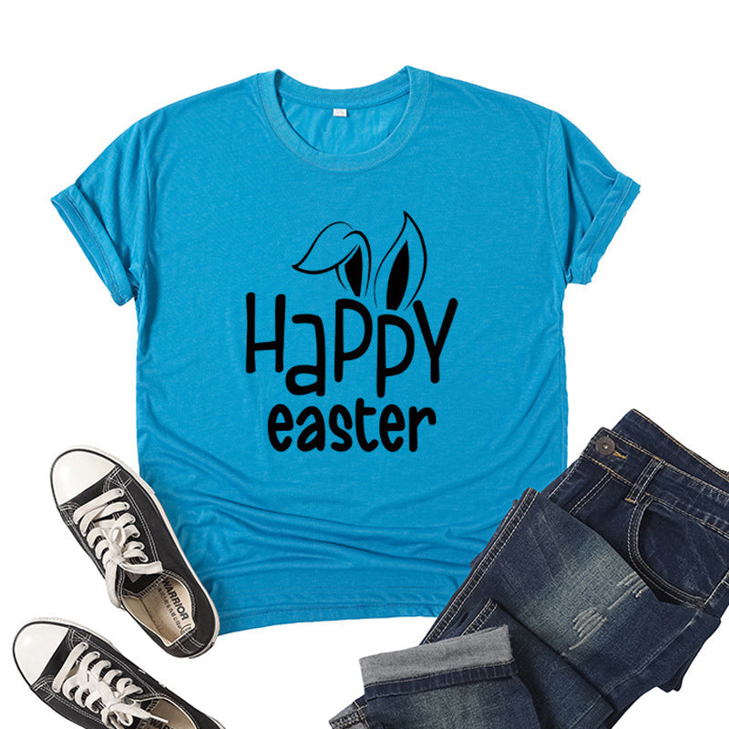 Women's Bunny Happy Easter Print Top Pi-Mart