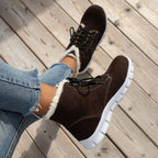 Lace-up Flats Plush Shoes Fashion Women's Boots Pi-Mart
