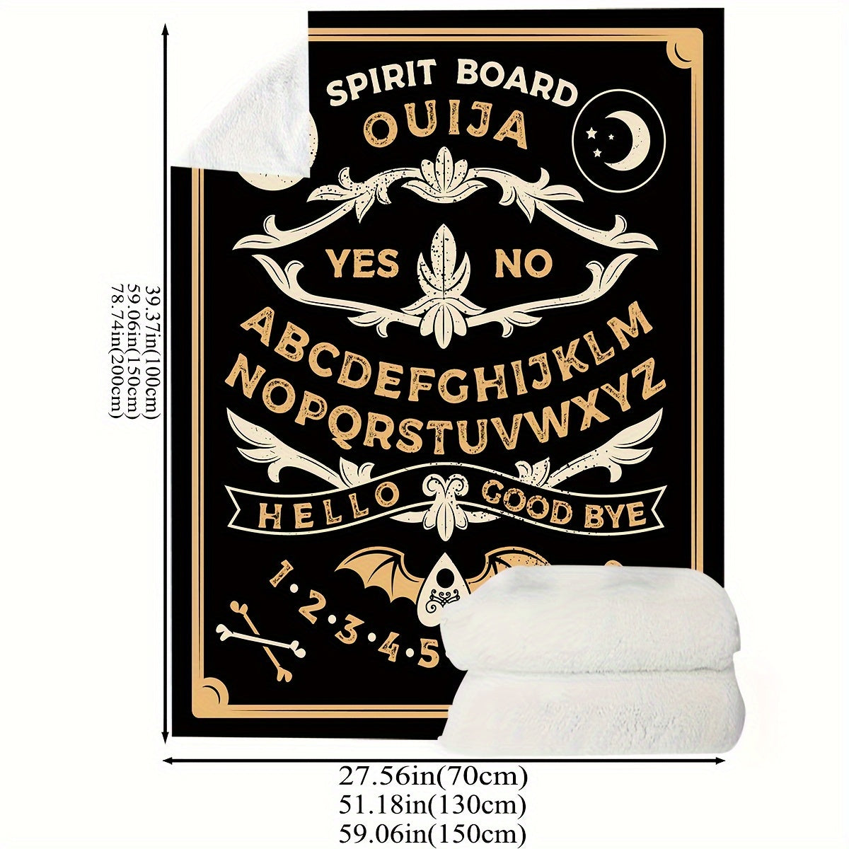 1pc Ouija Spirit Board Design Throw Blanket, Polyester Digital Print, Charming Style, Perfect Birthday Gift, Cozy Nap Blanket Lootquake LLC