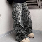 Loose Straight Slightly Flared Workwear Casual Wide-leg Mopping Leopard Jeans Lootquake LLC