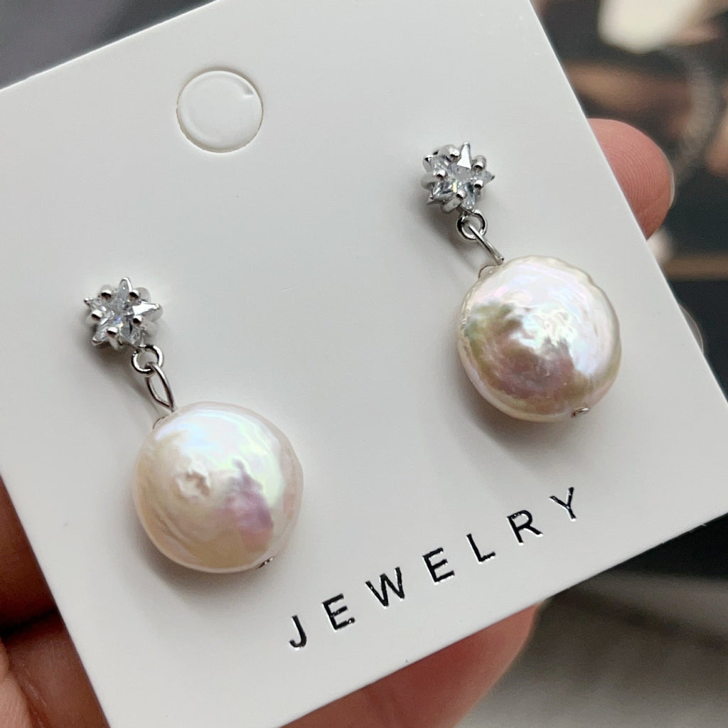 Classic Double Bead Baroque Stud Earrings Pi-Mart